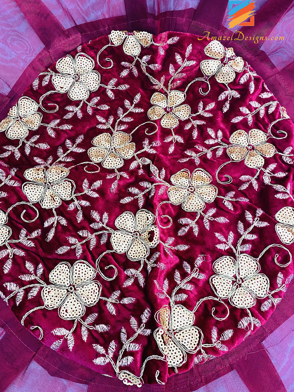 Kastanienbrauner Samtmix Golden Sitara Shagun Rumal