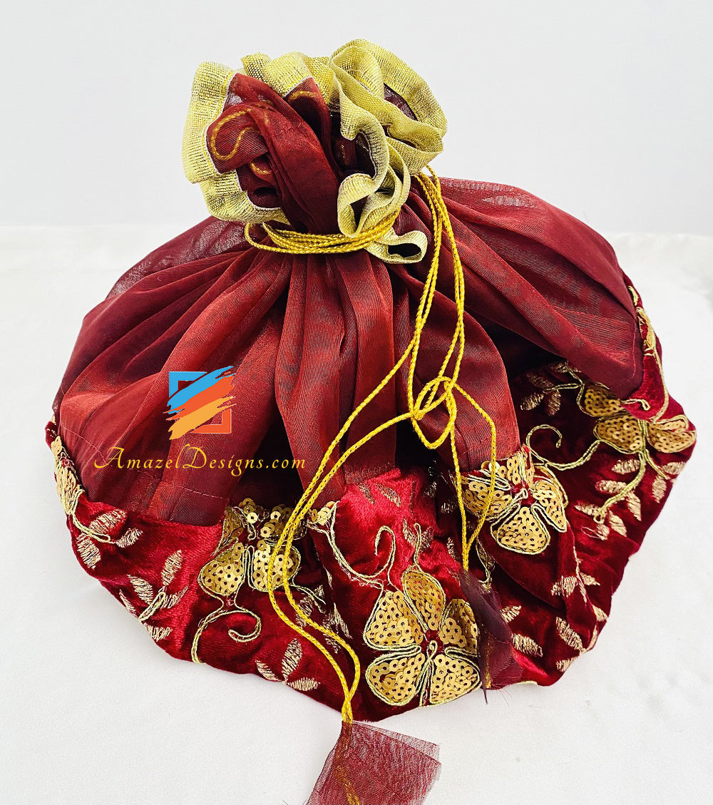 Kastanienbrauner Samtmix Golden Sitara Shagun Rumal
