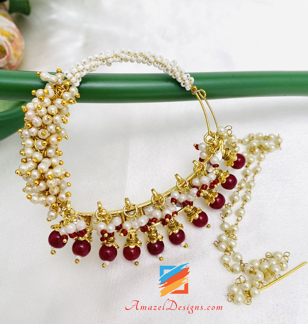 Maroon Ruby Large Kundan Trafitto Nath