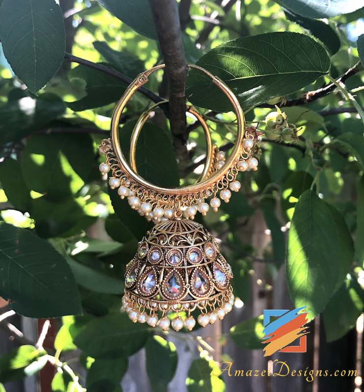 Medium Size Golden High Quality Polki Vaali with Jhumki