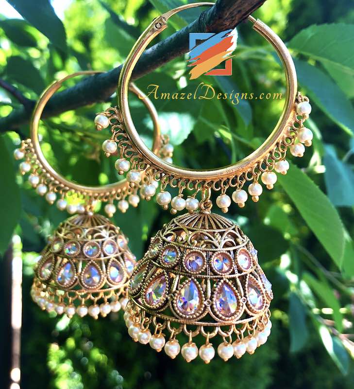 Medium Size Golden High Quality Polki Vaali with Jhumki