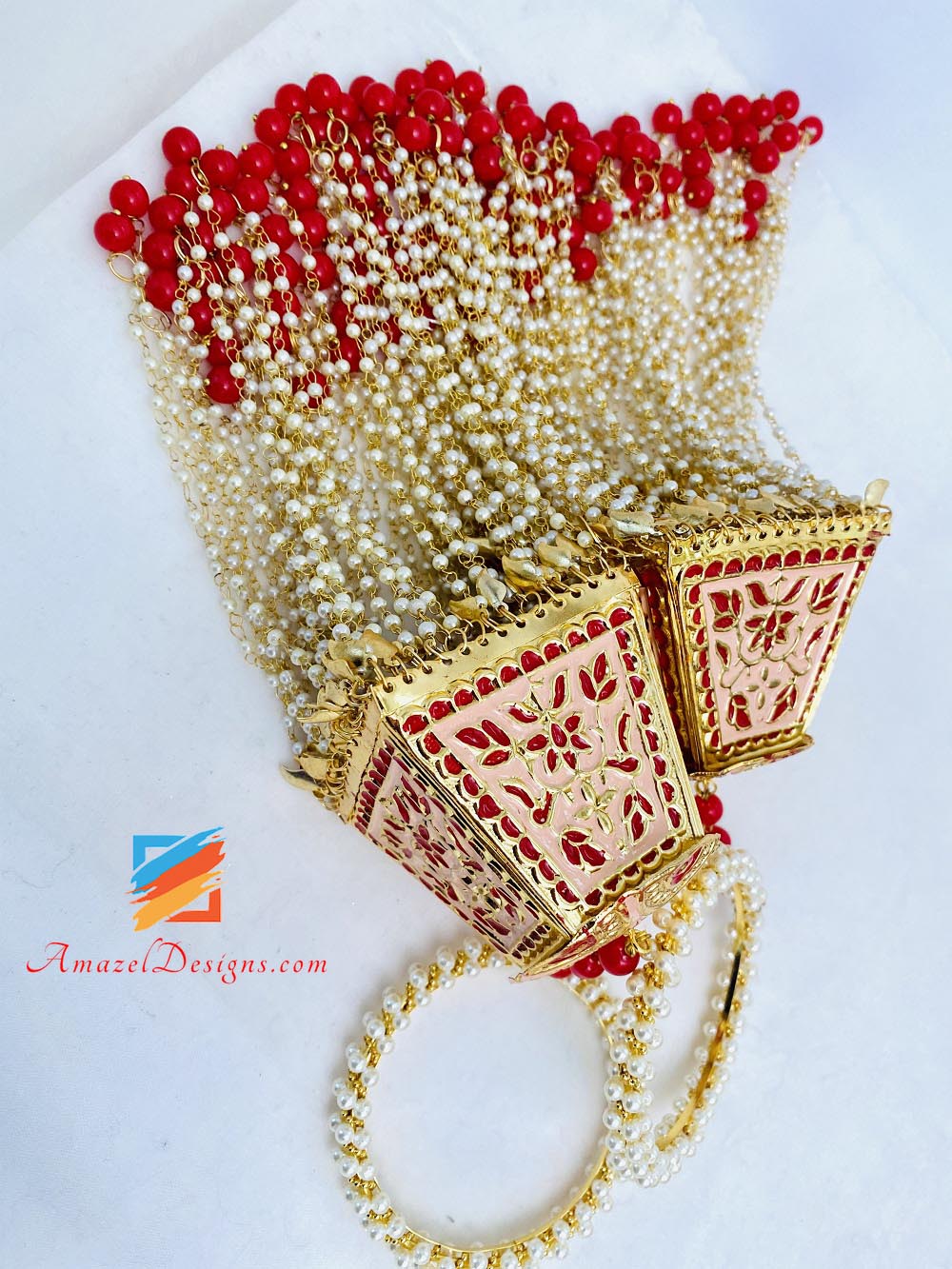 Meenakari Pink Red Lightweight Hanging Layers