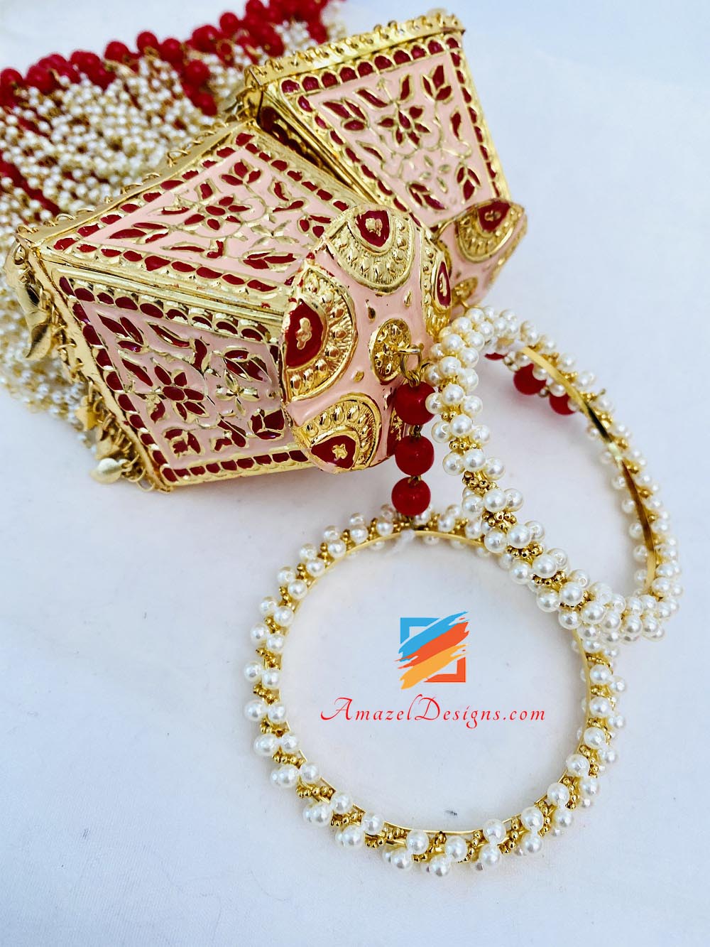 Meenakari Pink Red Lightweight Hanging Layers