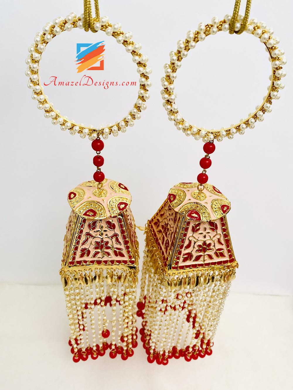 Meenakari Pink Red Lightweight Hanging Layers