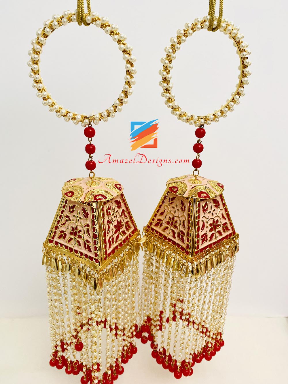 Meenakari Pink Red Lightweight Hanging Layers
