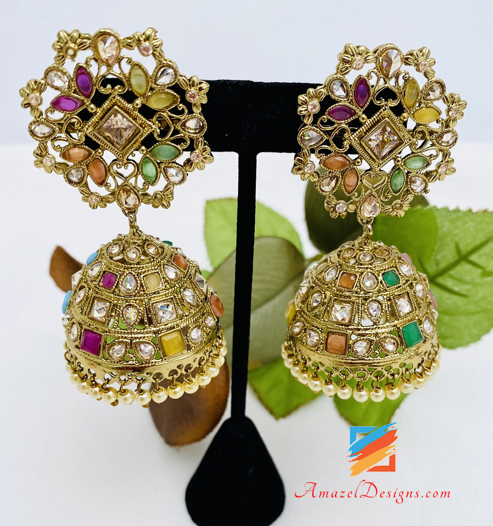Polki Jhumka multicolore di alta qualità