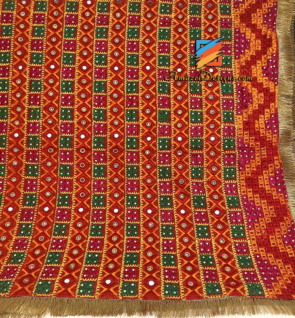 Specchio multicolore Kundan Phulkari con Kiirni Gotta