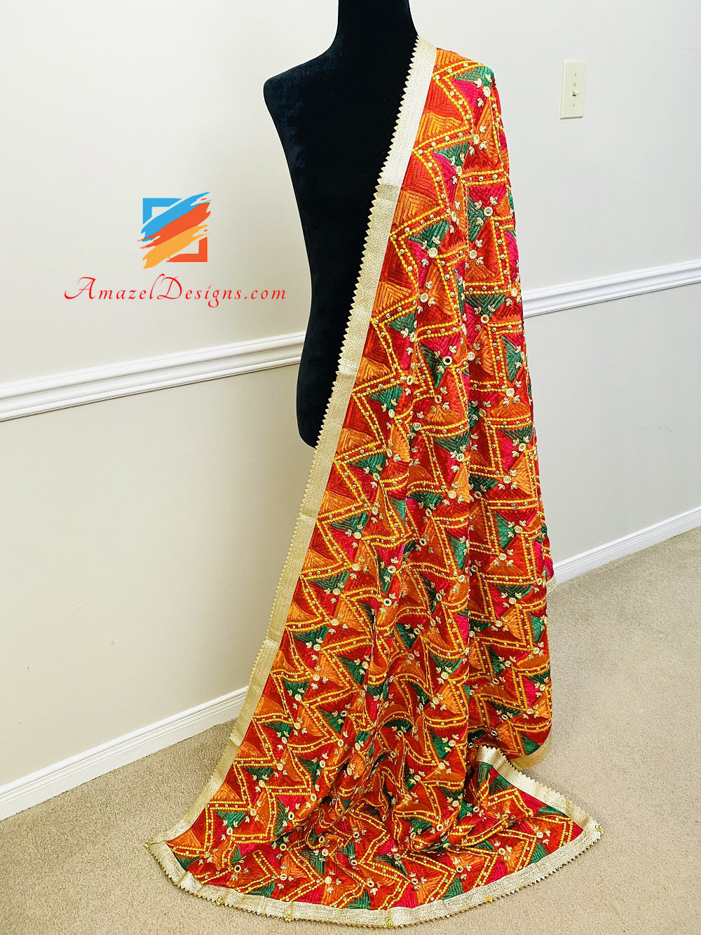 Multicoloured Sheesha Phulkari