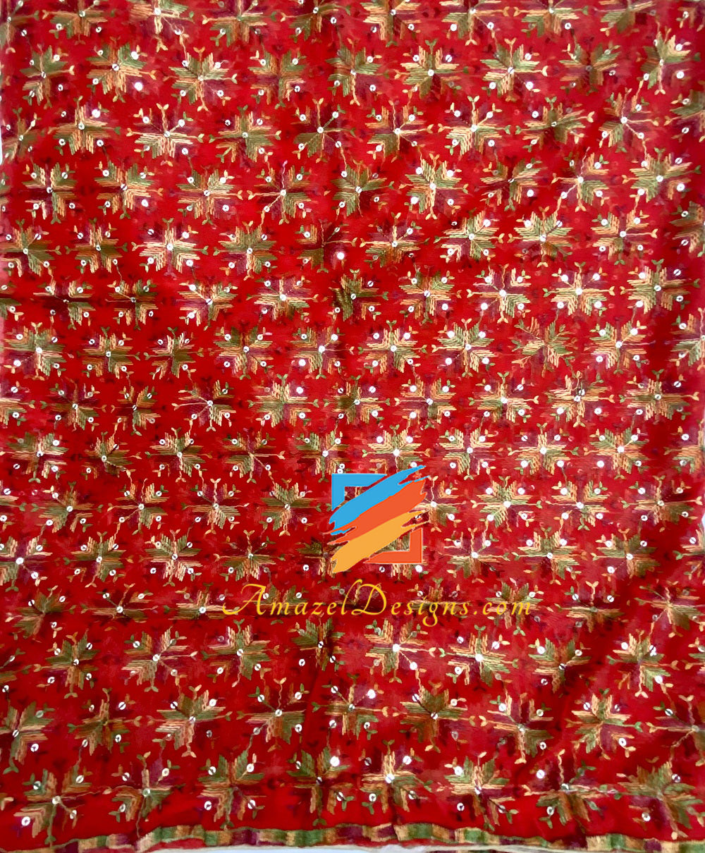 Mustard Orange Sippi Sitara Phulkari