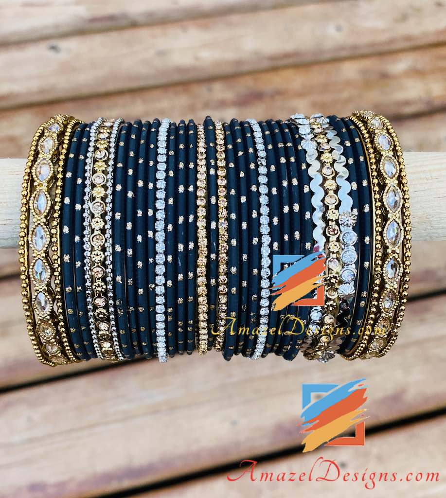 Golden Silver Bangle Set – Amazel Designs