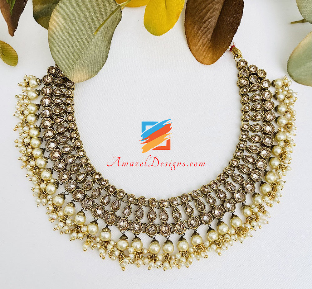 Necklace Set with Bunches of Beads and Jhumki Earrings Set