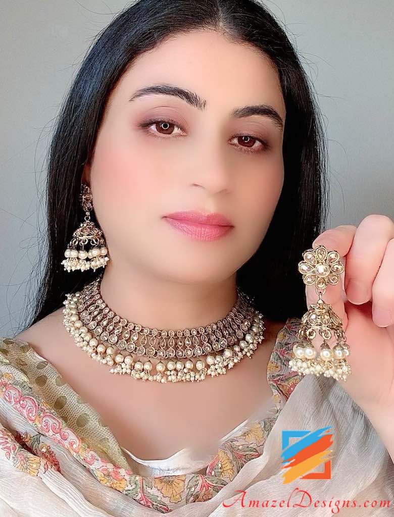 Necklace Set with Bunches of Beads and Jhumki Earrings Set