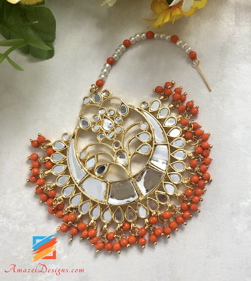 Multiple Colours - Pearls Sheesha Tikka And Studs Set