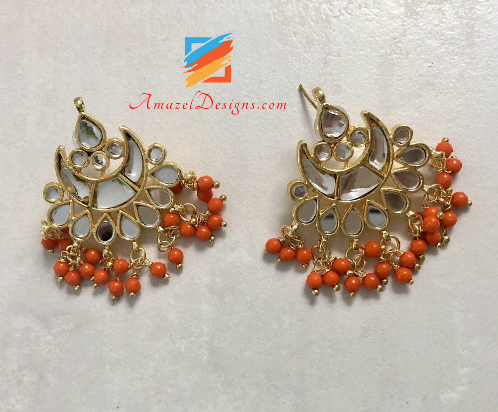 Multiple Colours - Pearls Sheesha Tikka And Studs Set