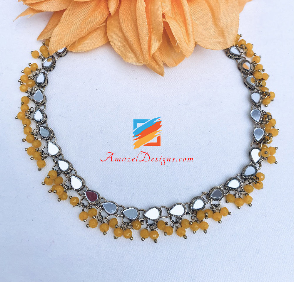 Orange🍊Mirror Single Line Choker Necklace
