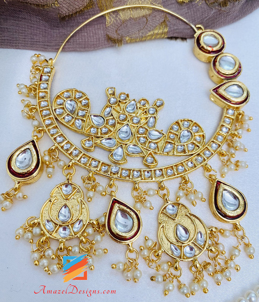 Oversize Kundan Waliyaan Balley Maroon Ruby Lightweight Orecchini Passa Set