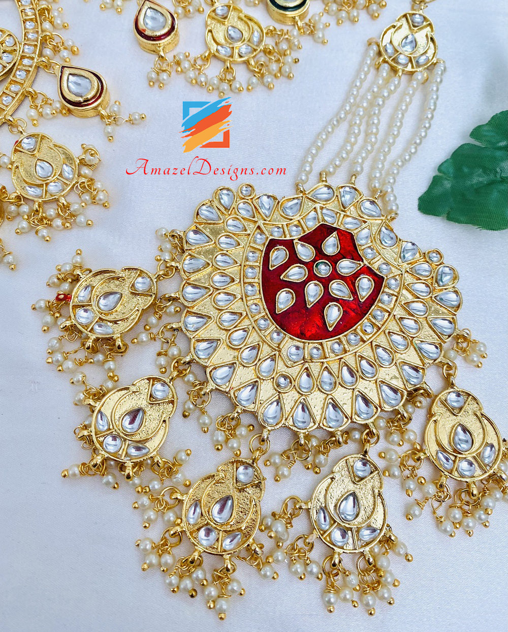 Oversized Kundan Waliyaan Balley Multicoloured Lightweight Earrings Passa Set