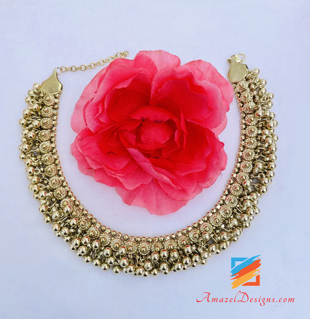 Oxidized Golden Lightweight Earrings Necklace Set