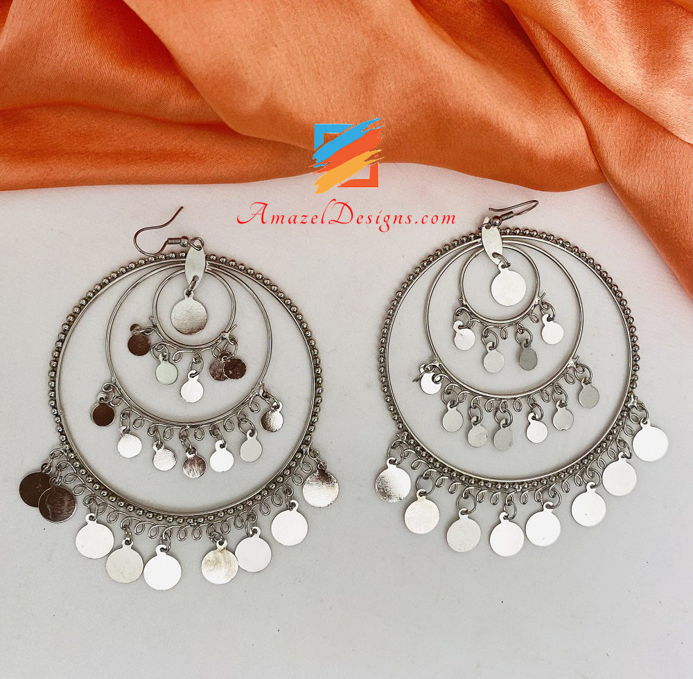 Oxidized Silver Oversized Earrings – Amazel Designs