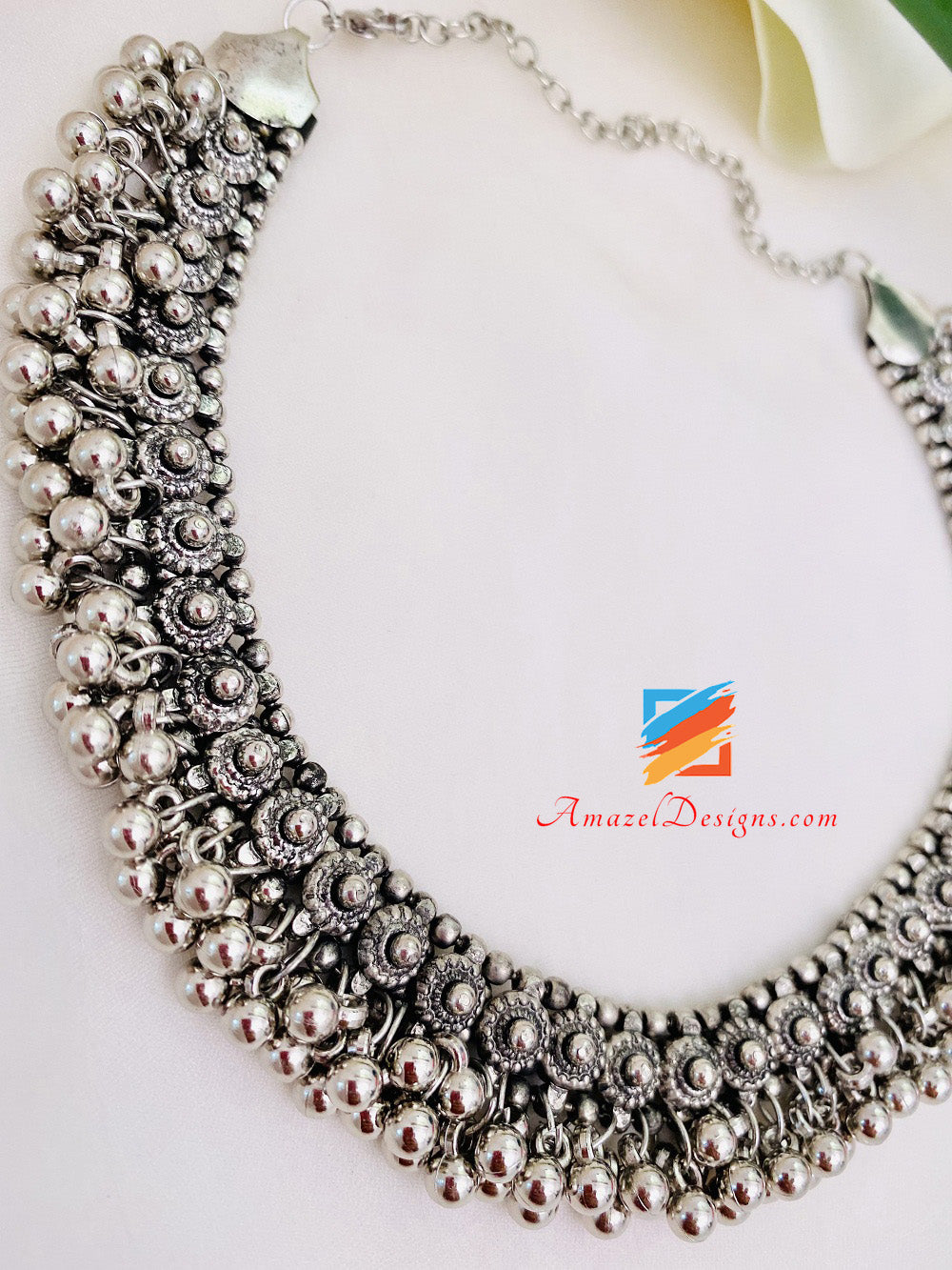 Oxidized Silver Single Line Necklace