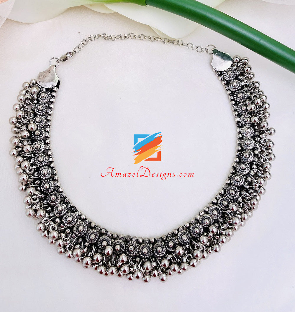 Oxidized Silver Single Line Necklace
