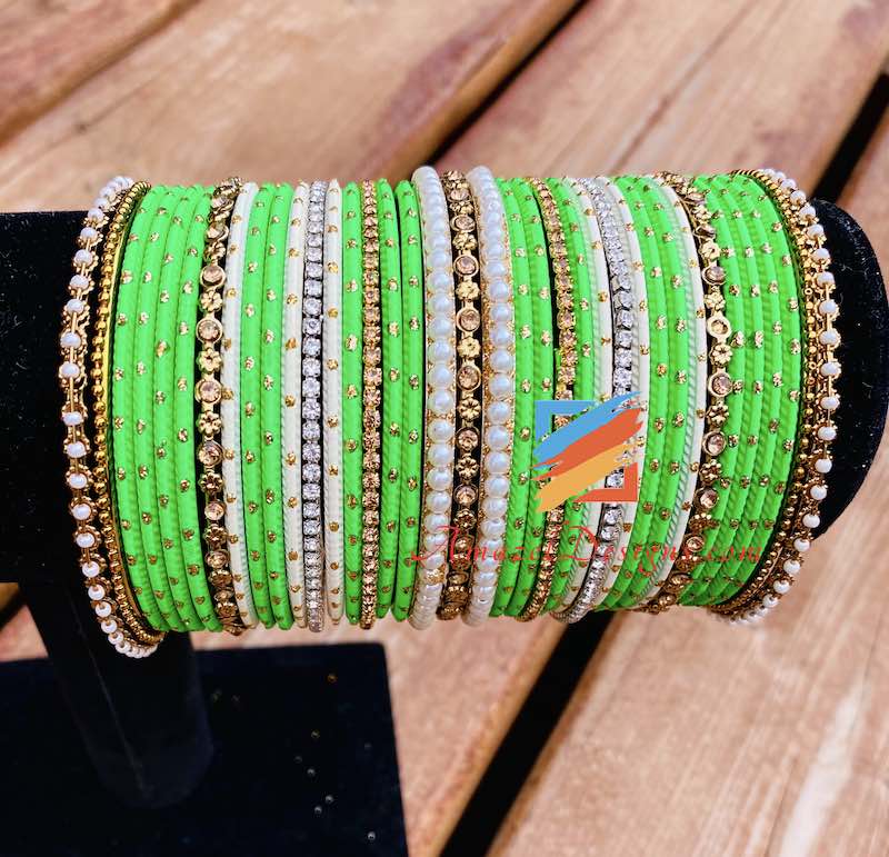 Parrot Green Mix Bangle Set