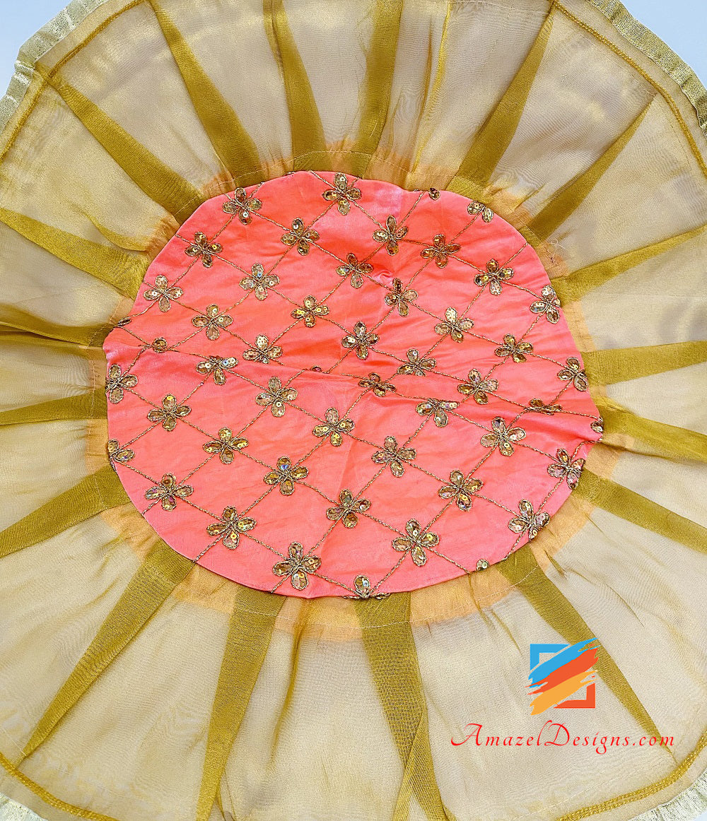 Pfirsichgoldene Sitara Tilla Fadenarbeit Shagan Rumal