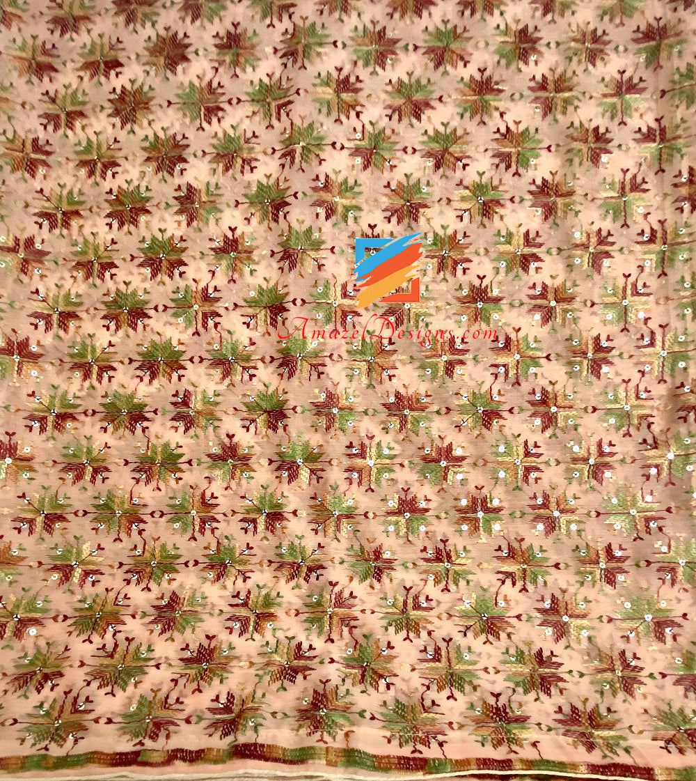 Pfirsich-Sippi-Arbeit Phulkari