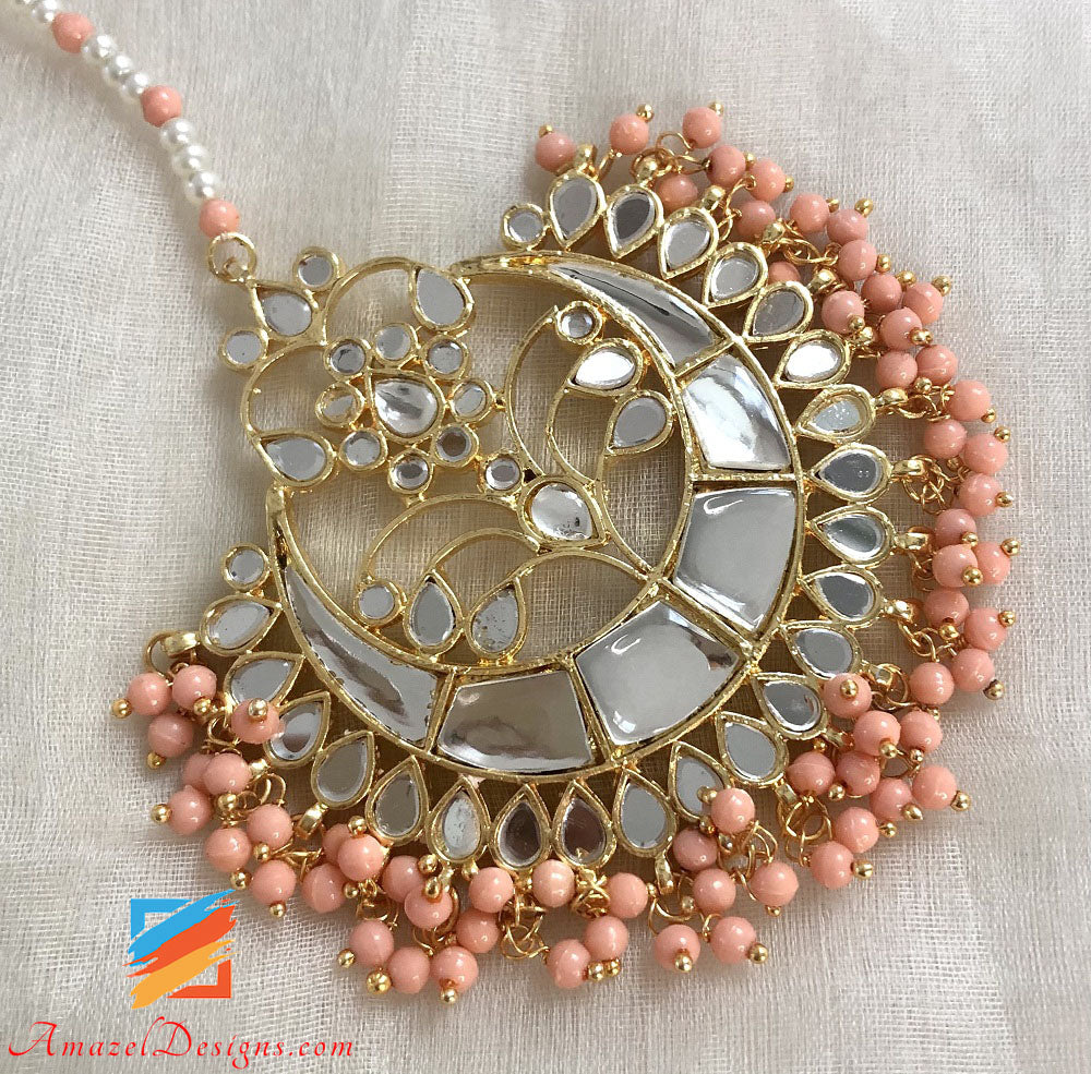 Multiple Colours - Pearls Sheesha Tikka And Studs Set