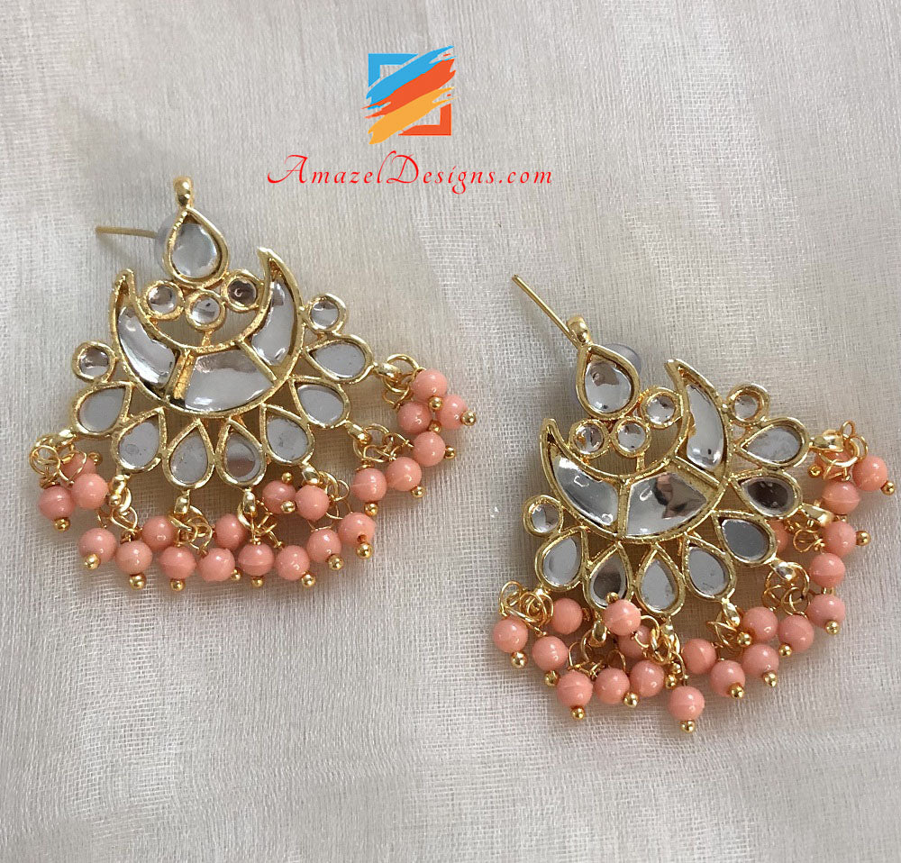 Multiple Colours - Pearls Sheesha Tikka And Studs Set