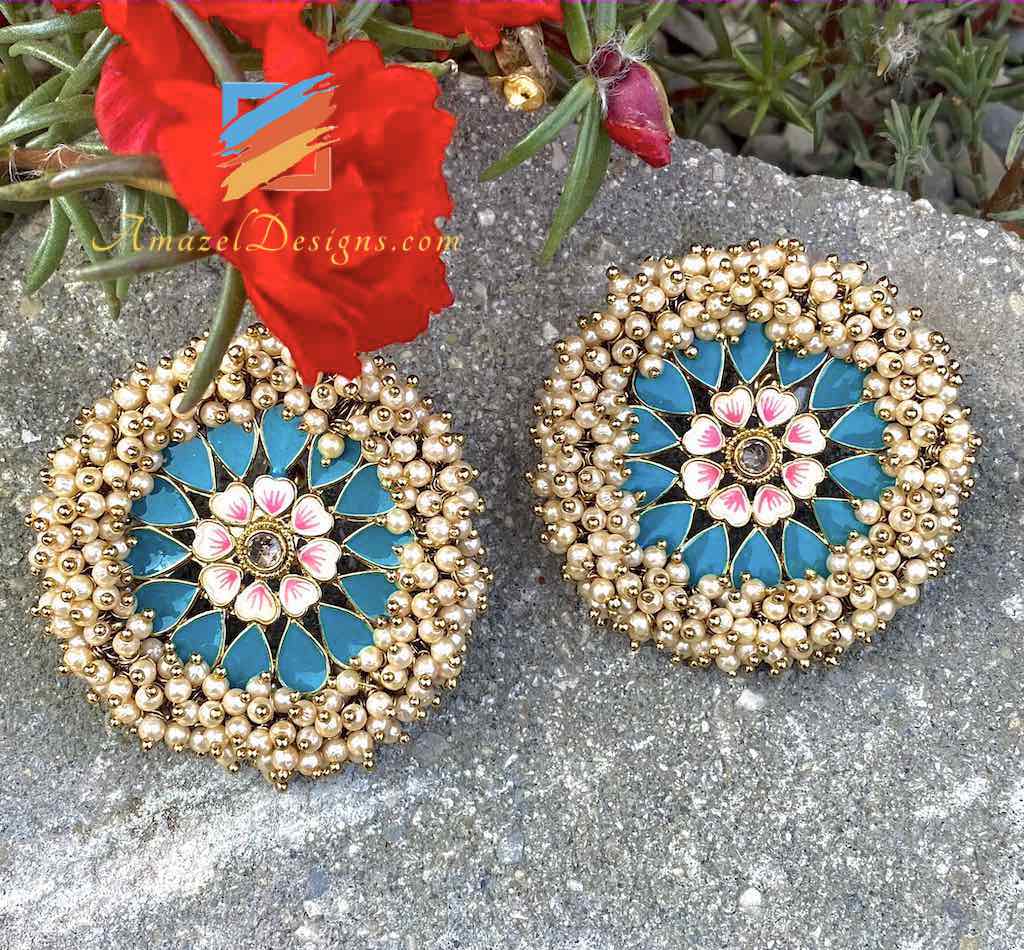 Orecchini Pearlie Studs Verde Bluastro