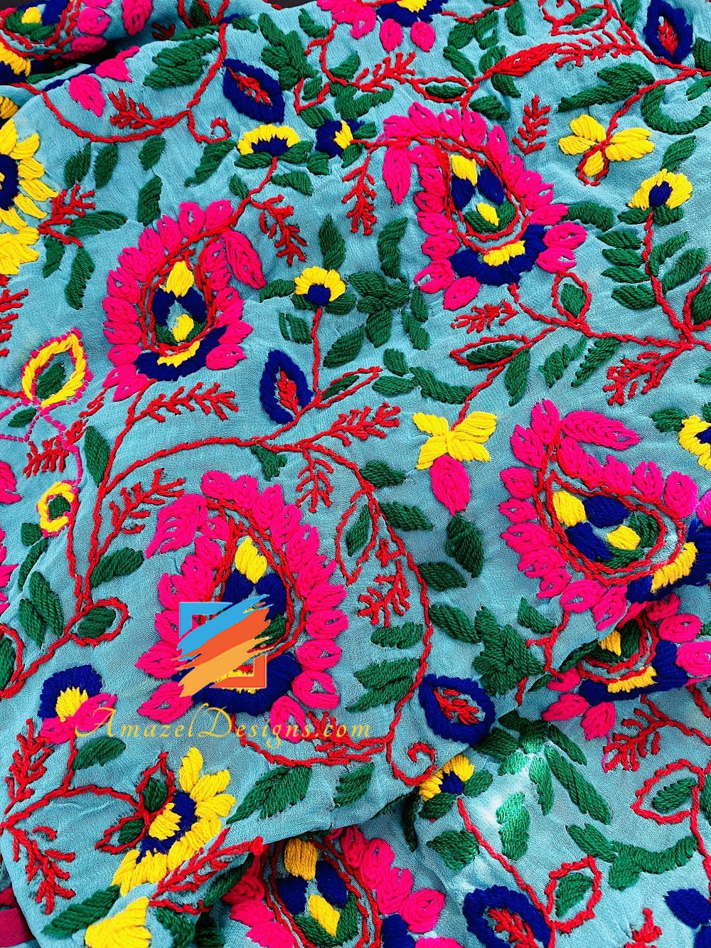 Phulkari Duppatta Ricamo a mano dappertutto