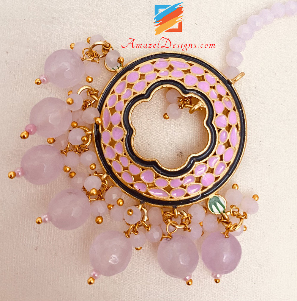 Pink Painted Studs Tikka Set
