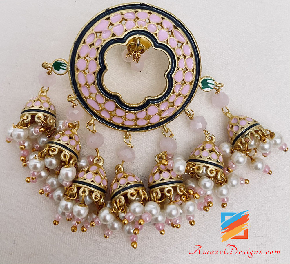 Pink Painted Studs Tikka Set