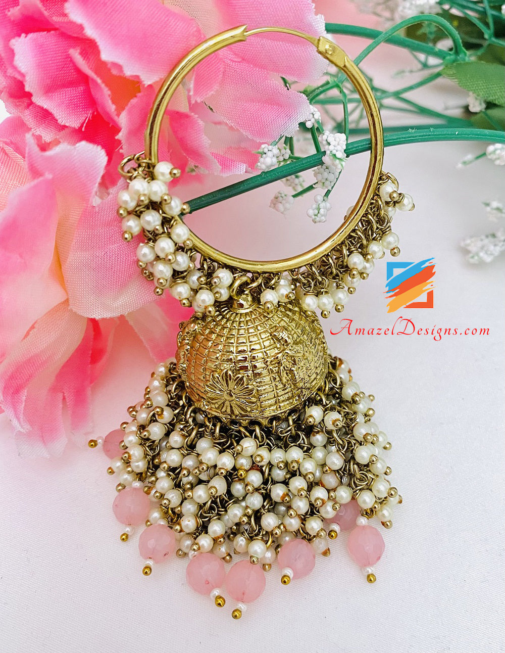 Rosa Perlensträuße Jhumki Waliyaan