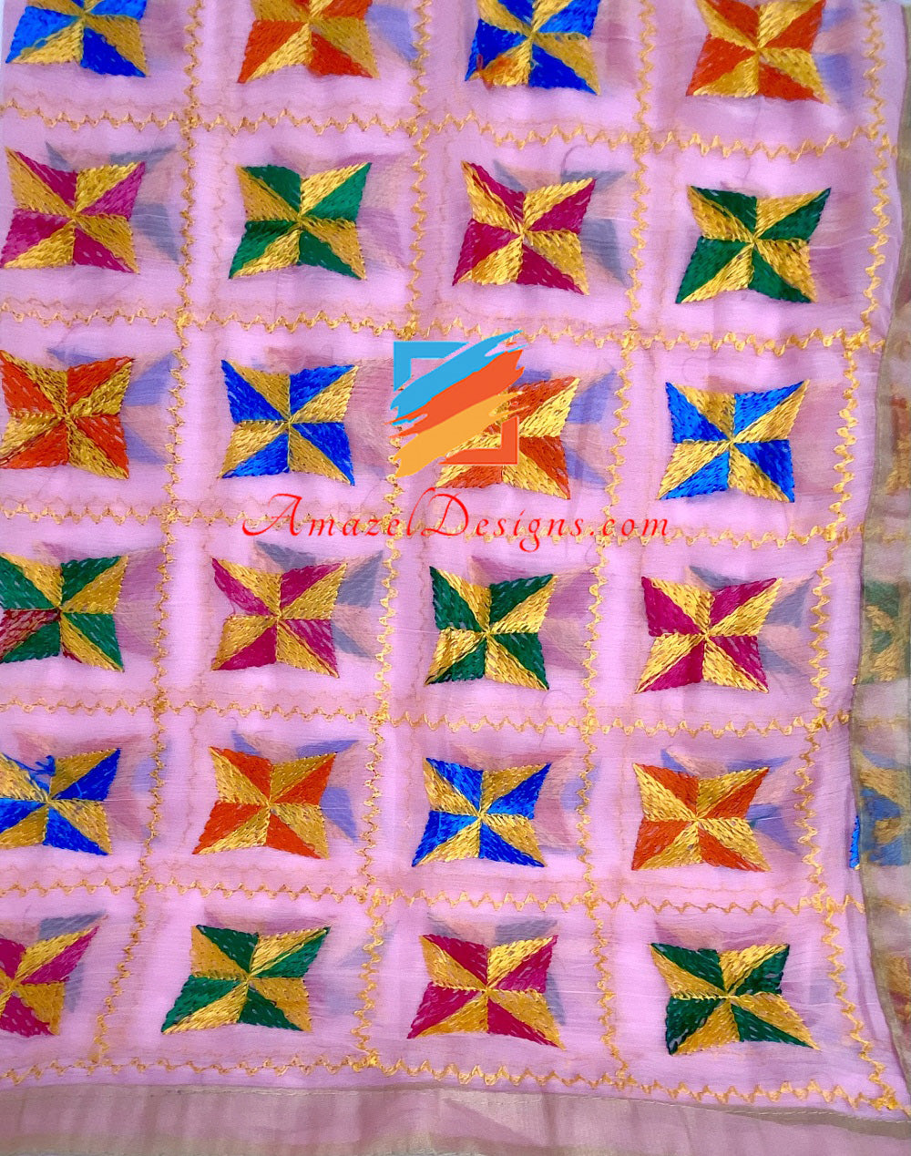 Rosa Phulkari mit Taschentuch muss sein