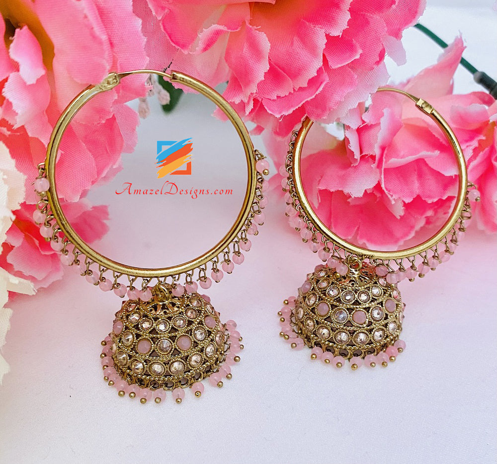 Pink Polki Jhumki Waliyaan