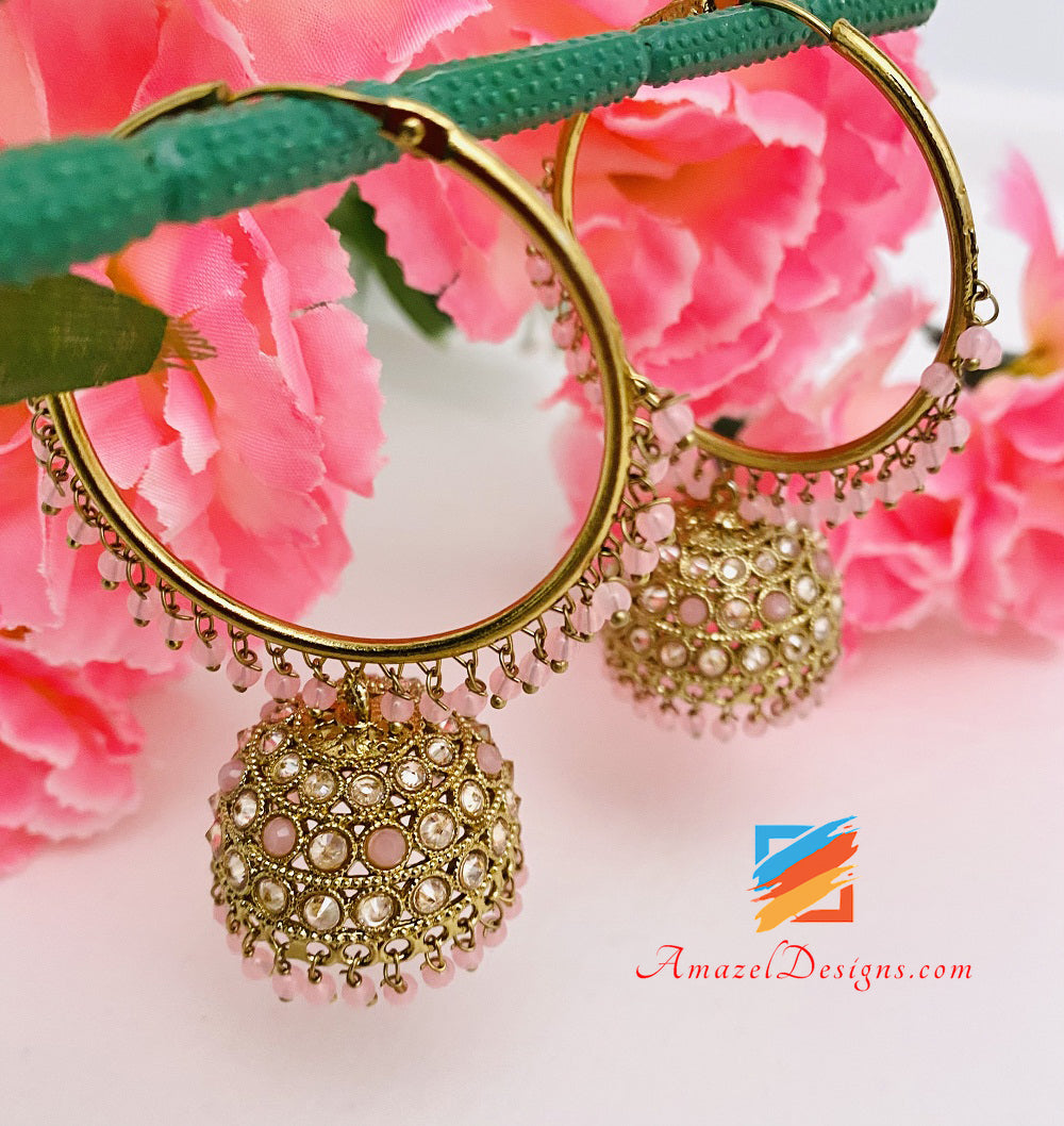 Pink Polki Jhumki Waliyaan