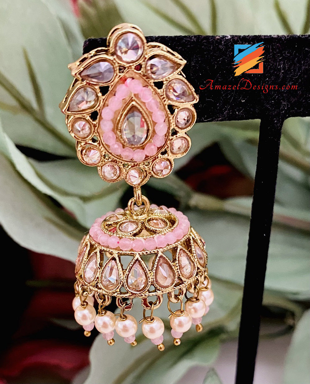 Rosa Polki Kleiner Jhumki