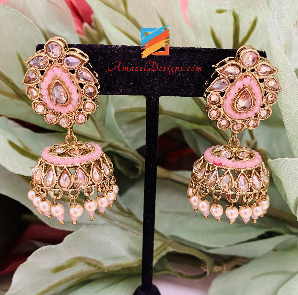 Rosa Polki Kleiner Jhumki