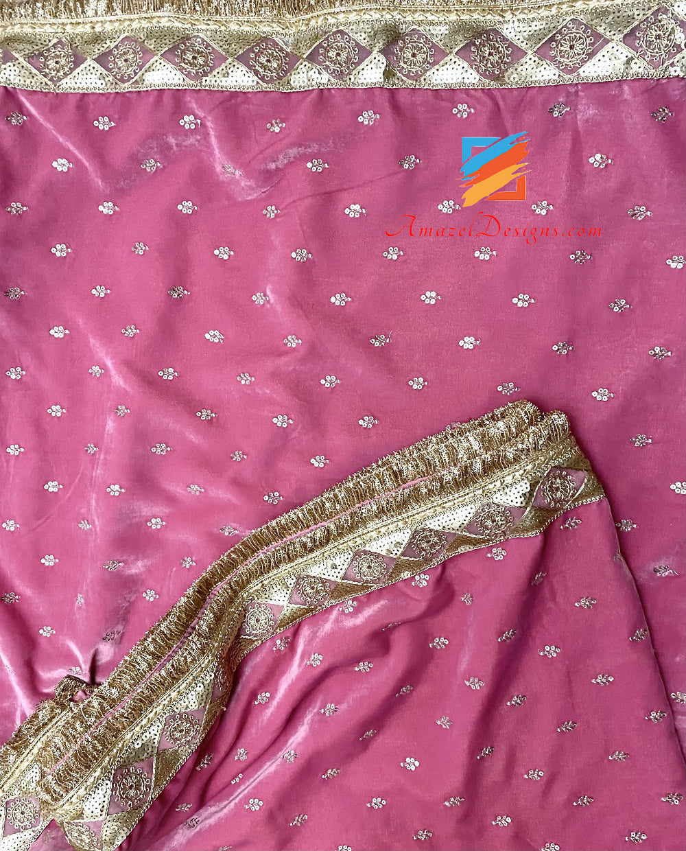 Velluto rosa Tilla Sitara Lavoro Kirna Gotta