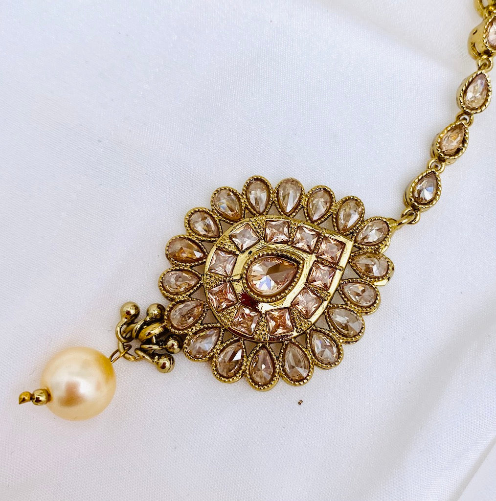 Polki Champagne Umbrella Jhumka Tikka Set