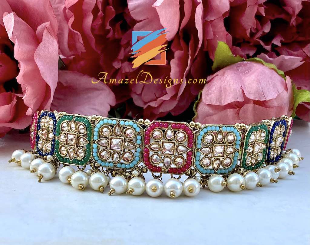 Polki Choker Set Multicoloured