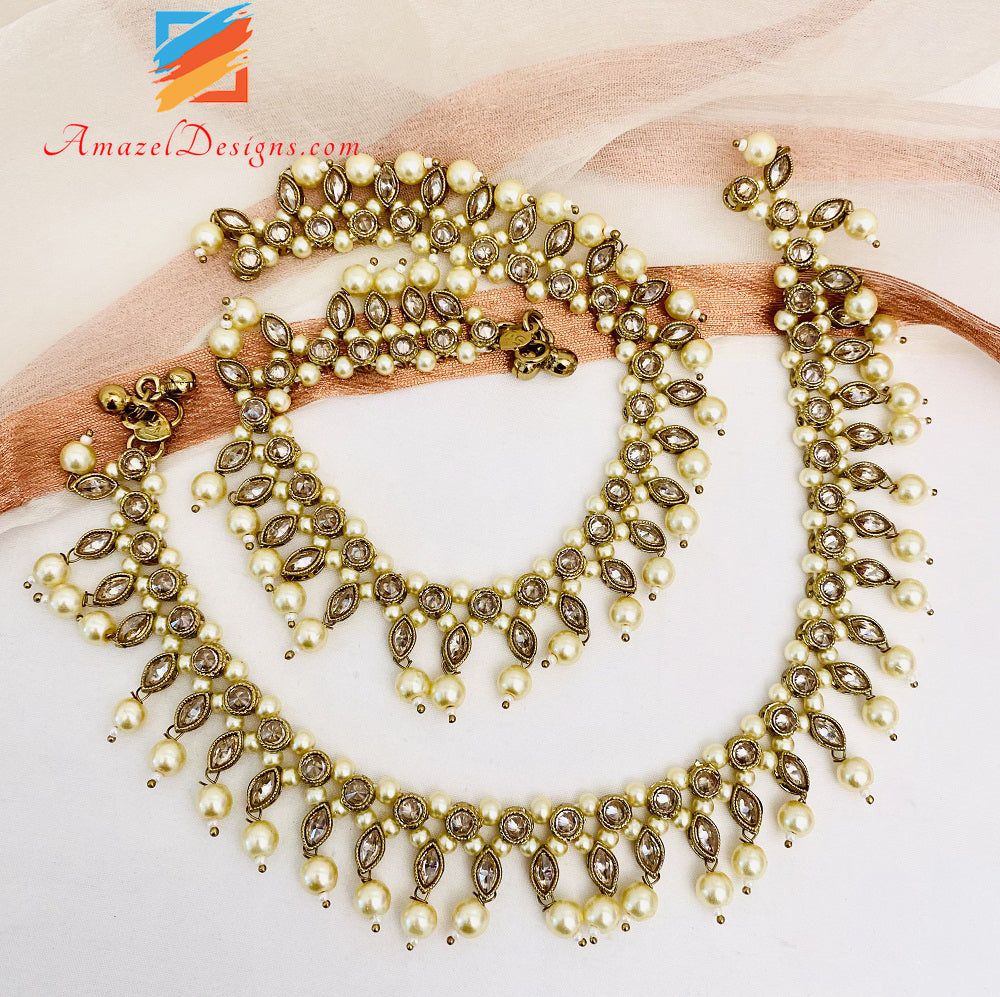 Polki Creme Perlen Payal