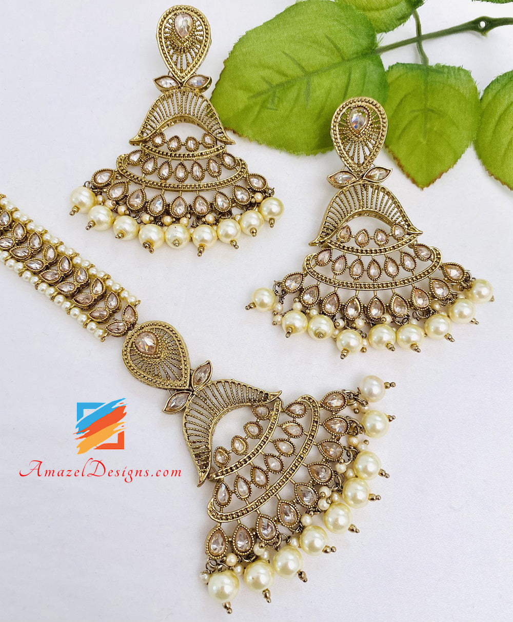Polki Earrings Oversized Tikka Set