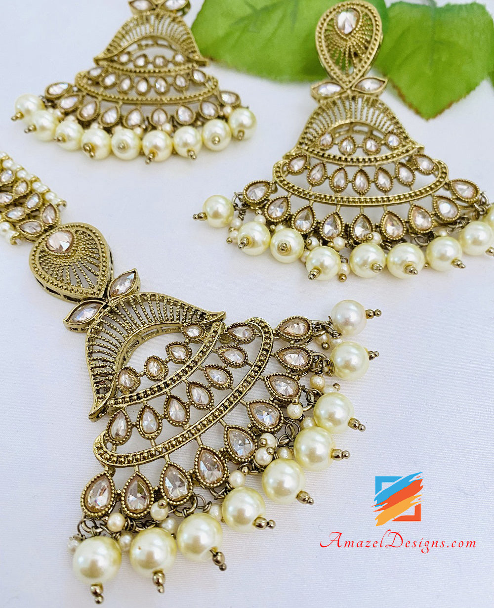 Polki Earrings Oversized Tikka Set