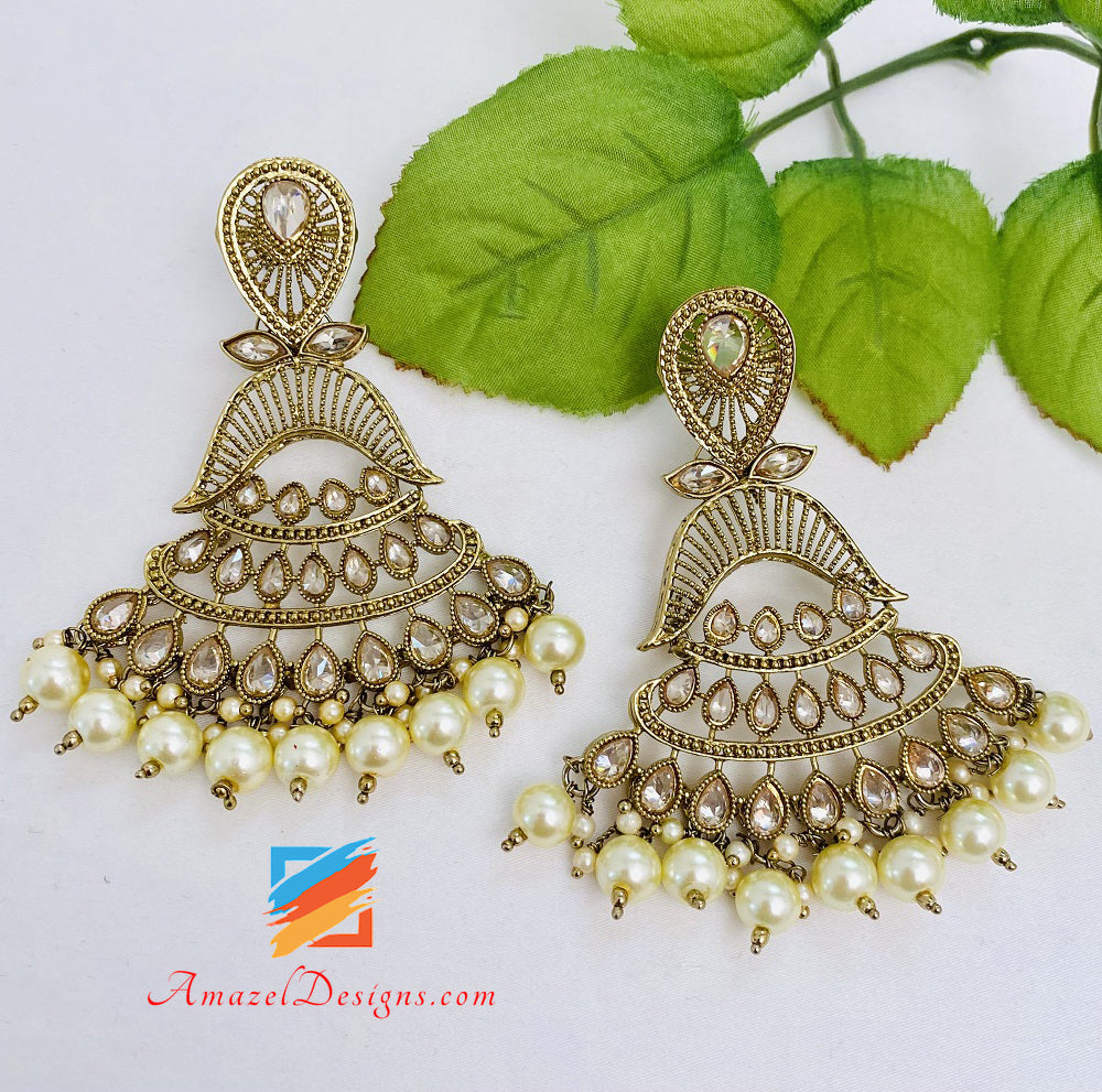 Polki Earrings Oversized Tikka Set