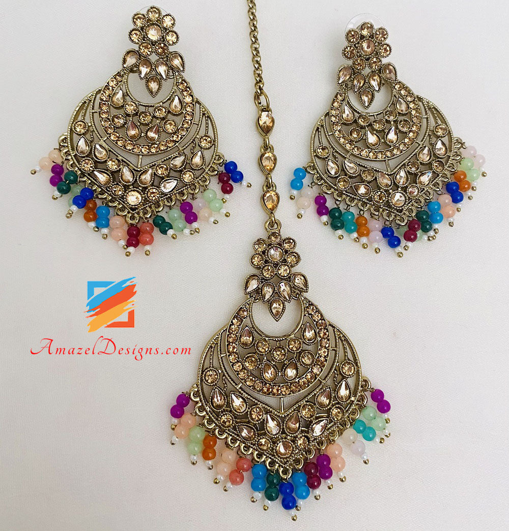 Polki Earrings Tikka Set Amazel Designs