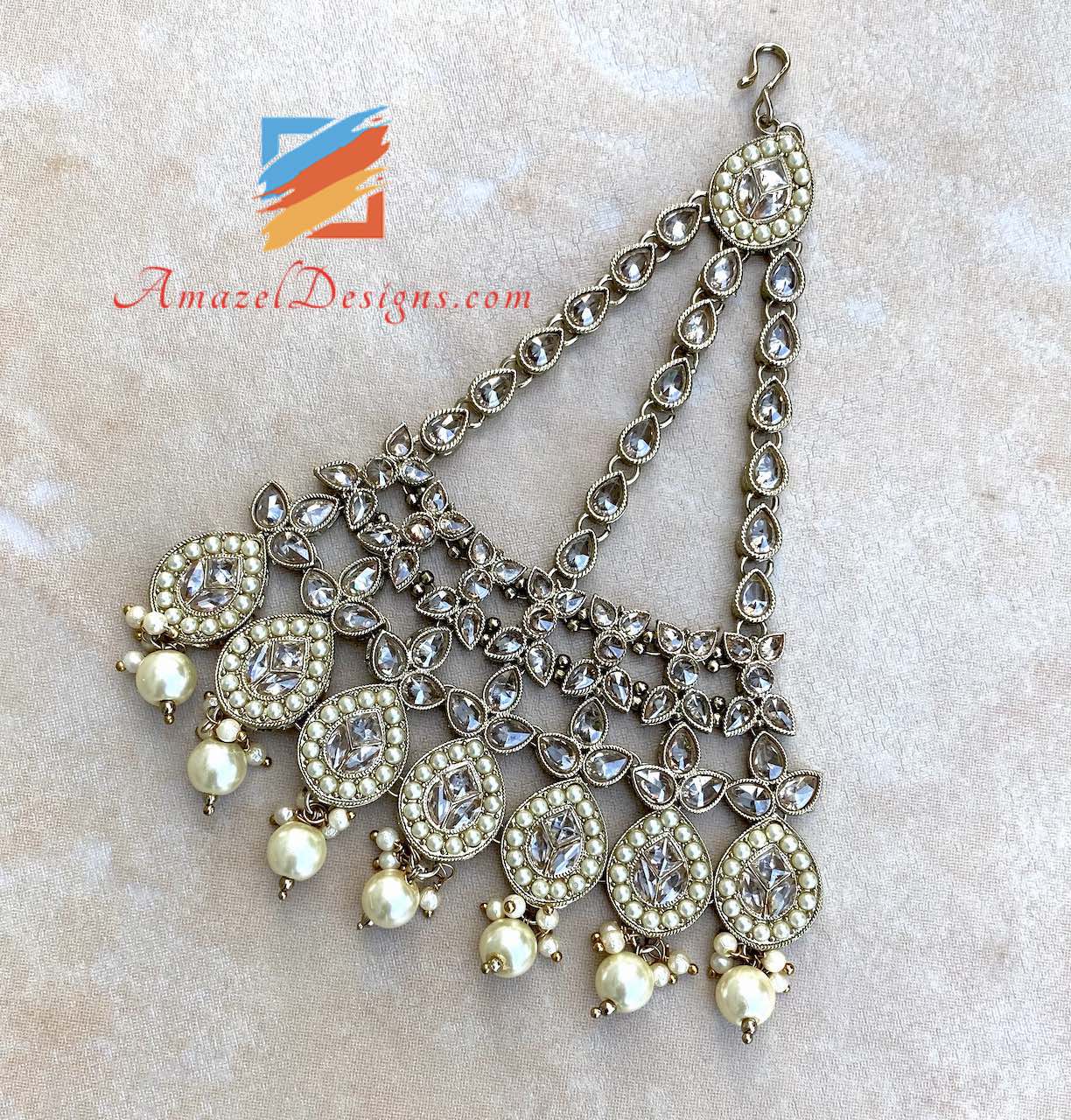 Polki Champagne Cream Beads Passa