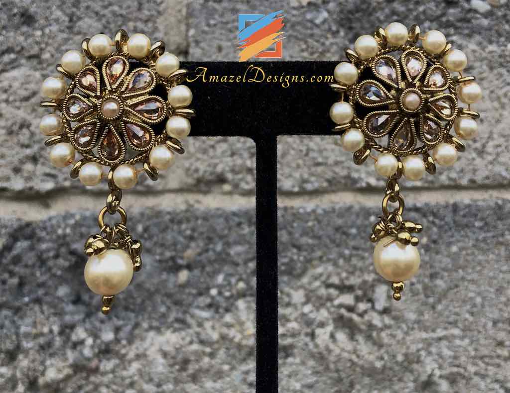 Polki Lightweight Necklace Stud Earrings Tikka Set